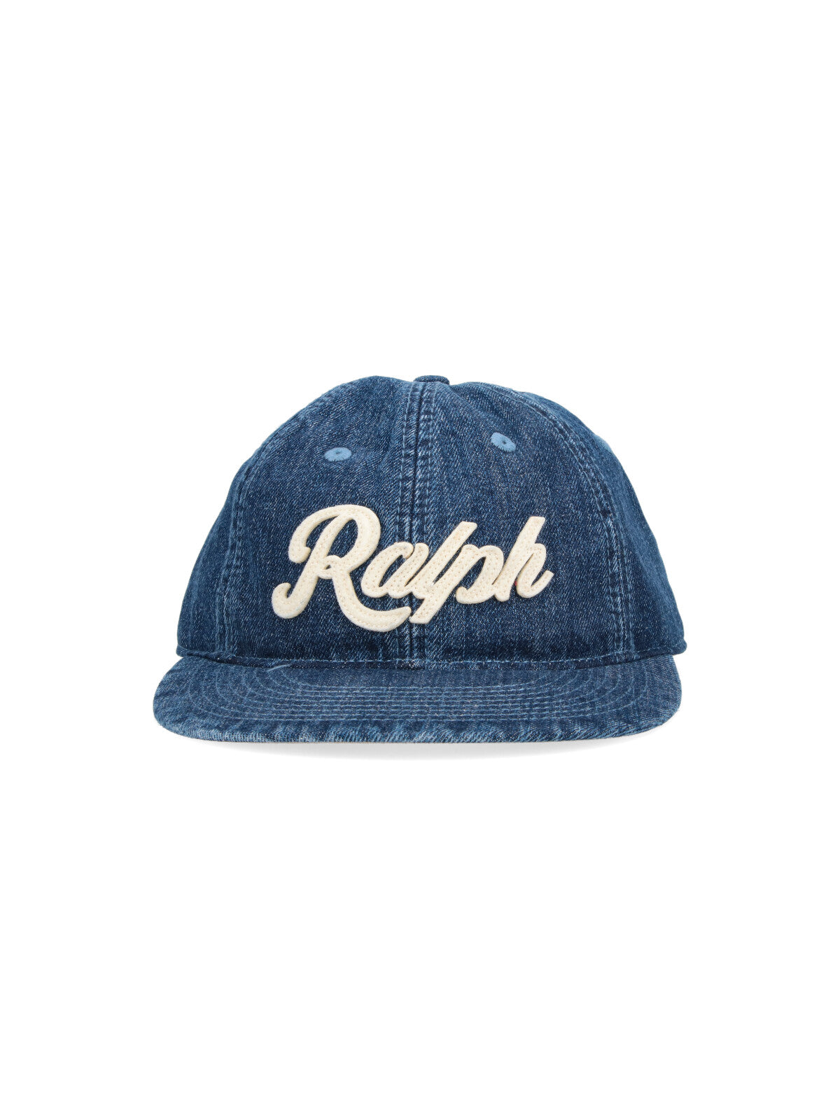 Blue Six-Panel Embroidered Denim Hat
