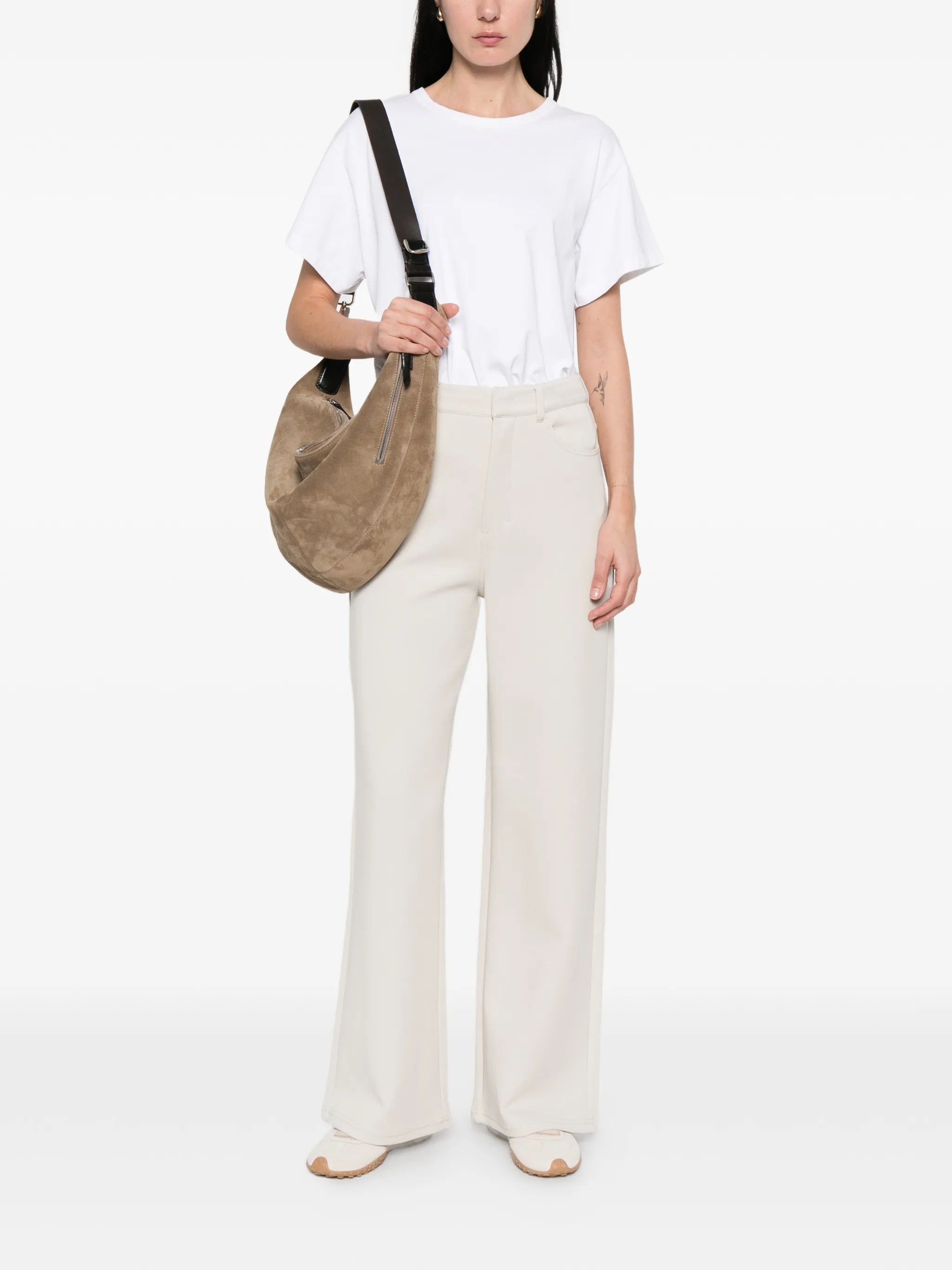 Wide-Leg Pants with High Waist and Structured Finish