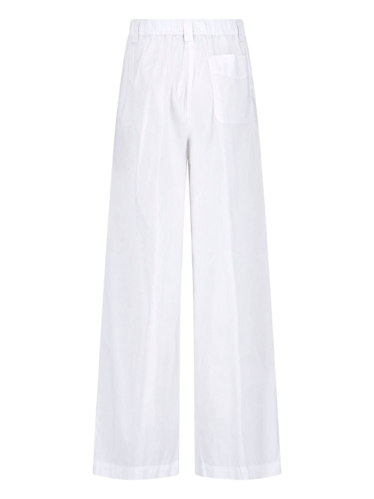 Wide Cotton Blend Trousers – White