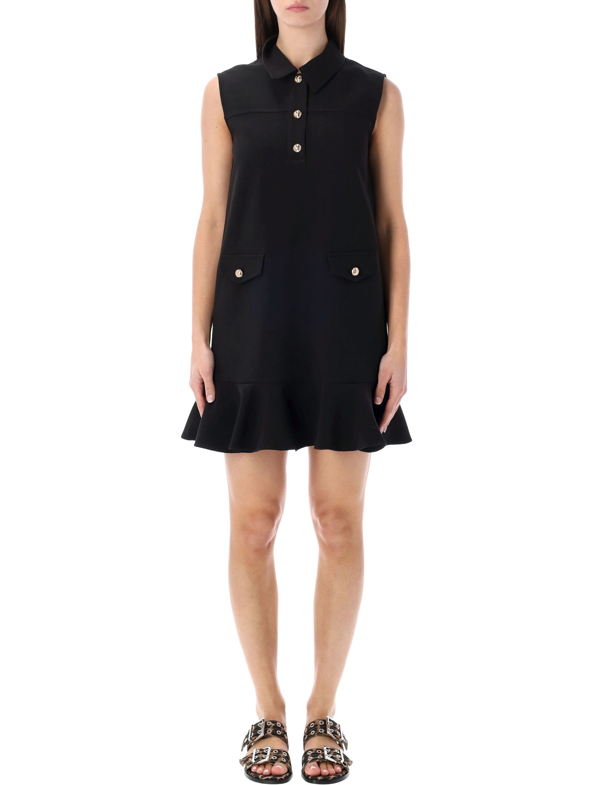 Twill Suiting Black Mini Dress