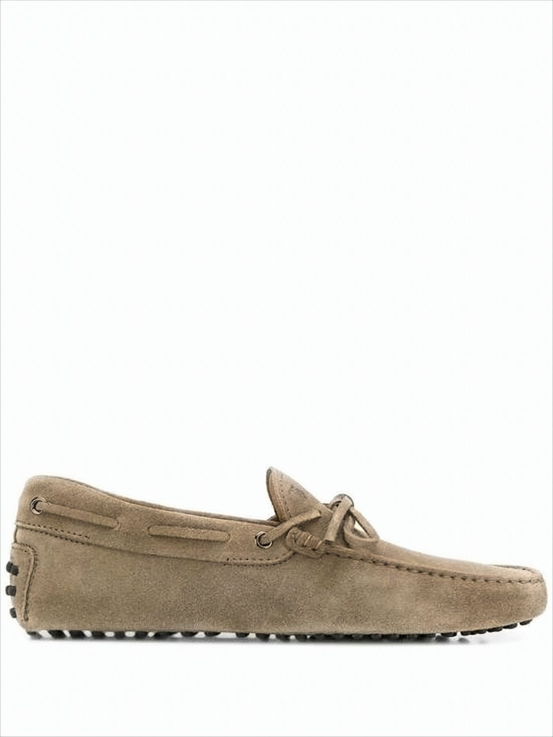 Brown Suede Moccasin-toe Loafers with Lace-up Design