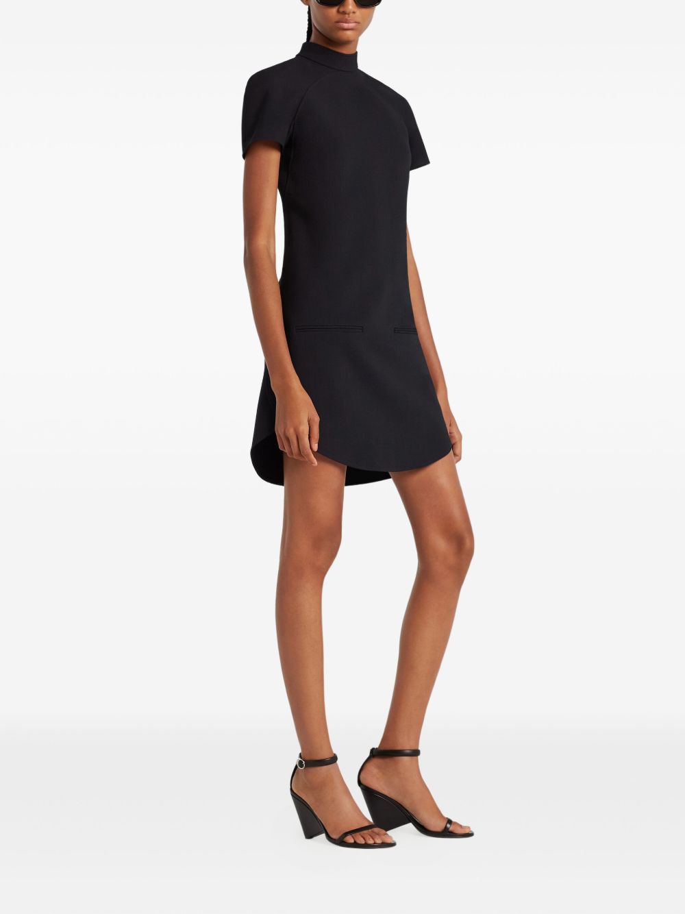 Funnel Neck Black Mini Dress
