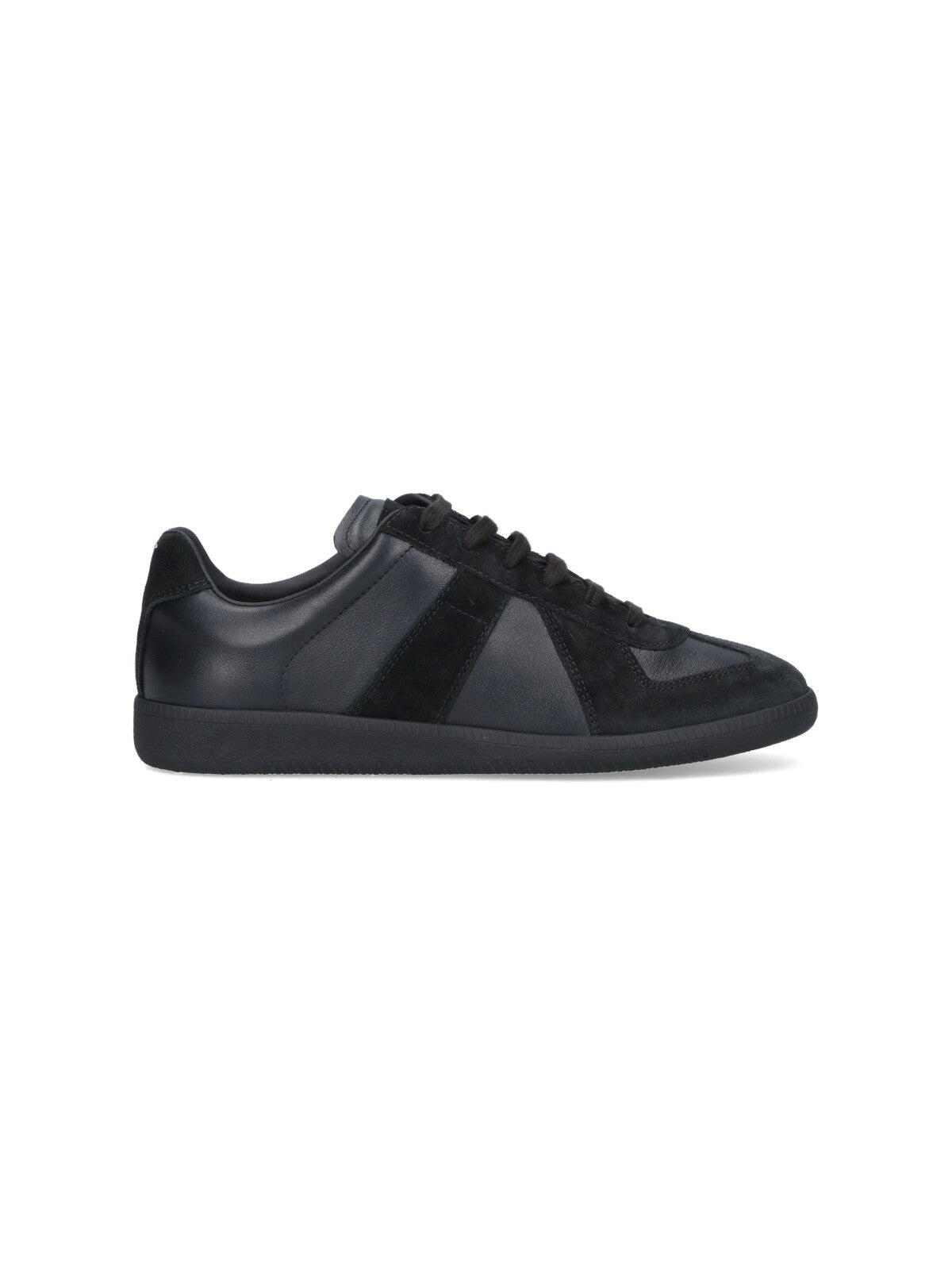 Black Replica Suede Panel Leather Sneakers