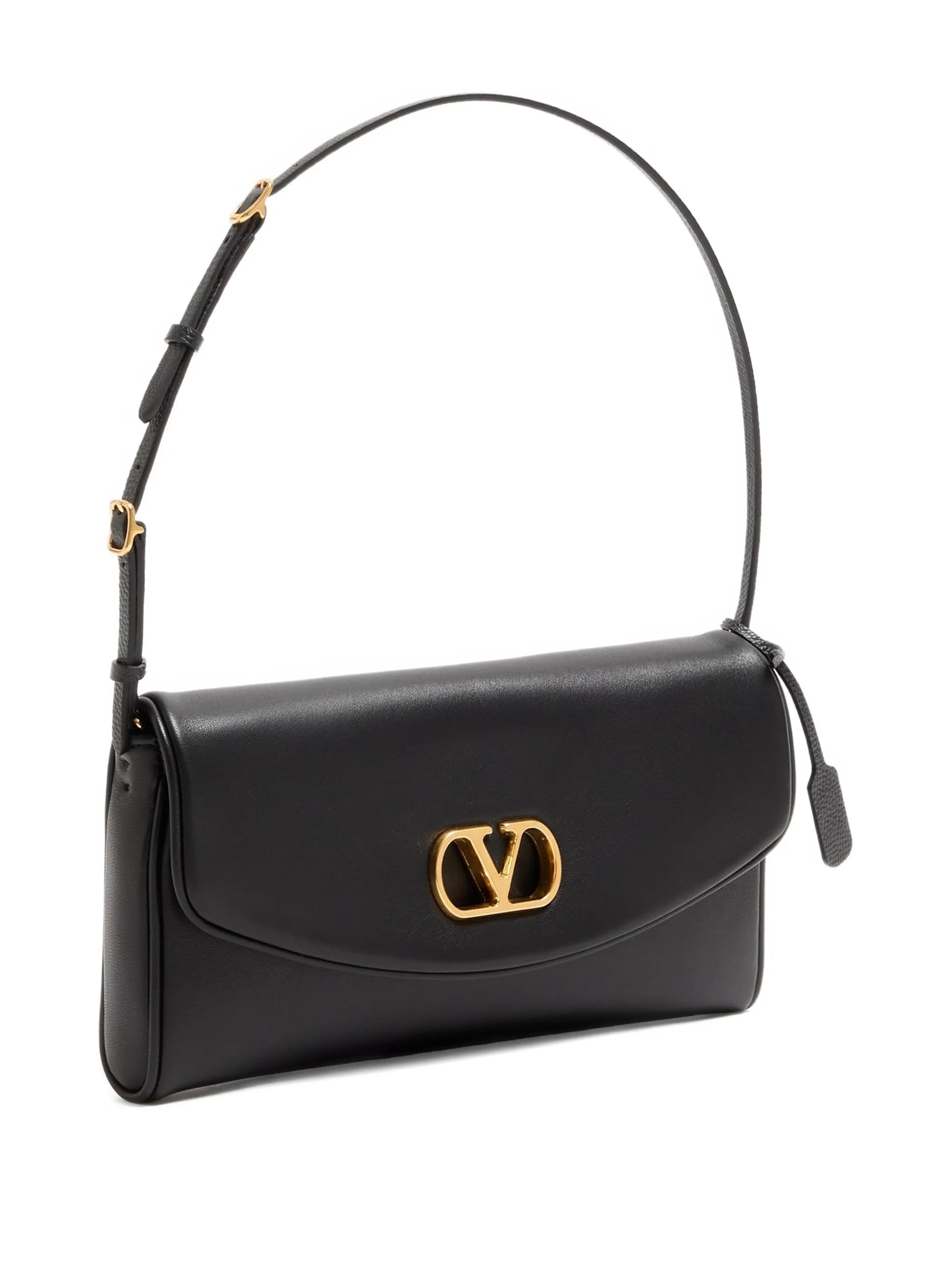 Black Devain Nappa Leather Structured Clutch