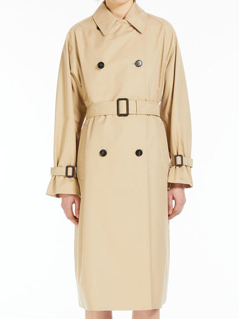 Double-Breasted Trench Coat with Belted Waist