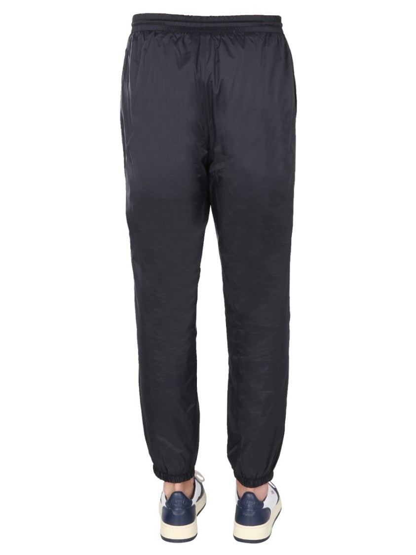 Casual Black Jogging Pants With Elastic Waistband And Side Logo