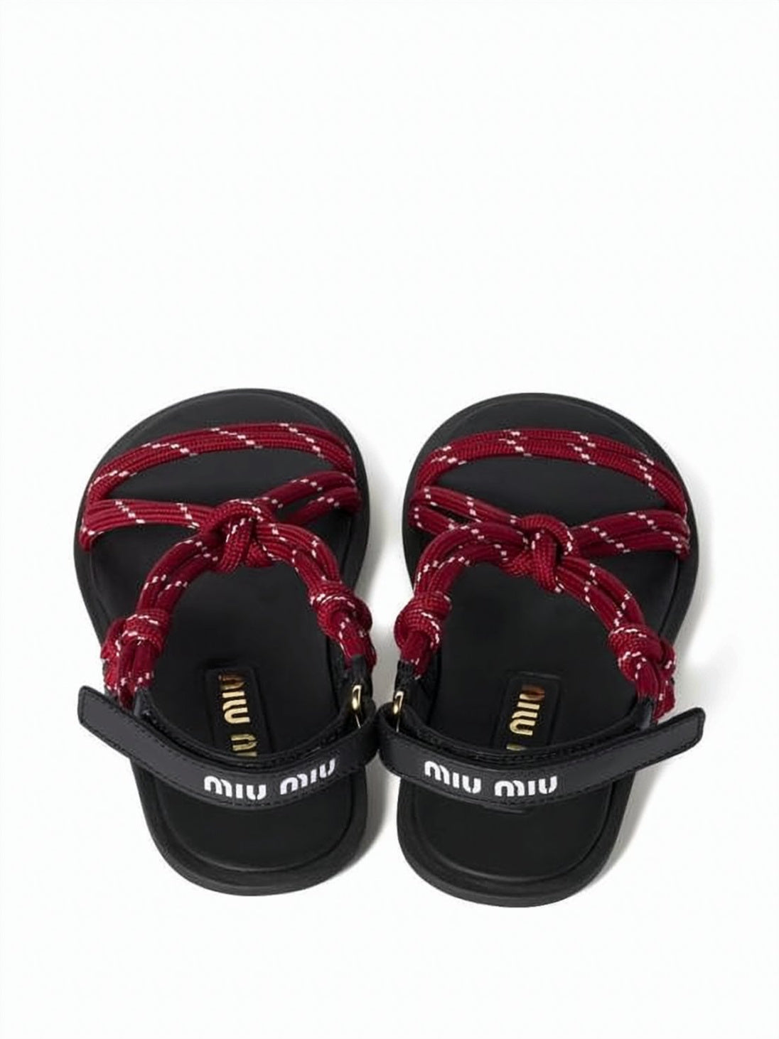 Burgundy Rope Strap Ankle Buckle Sandals