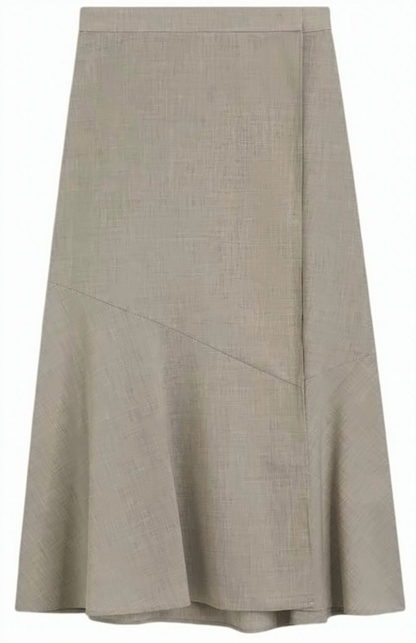 Beige Vuleran Virgin Wool Midi Skirt