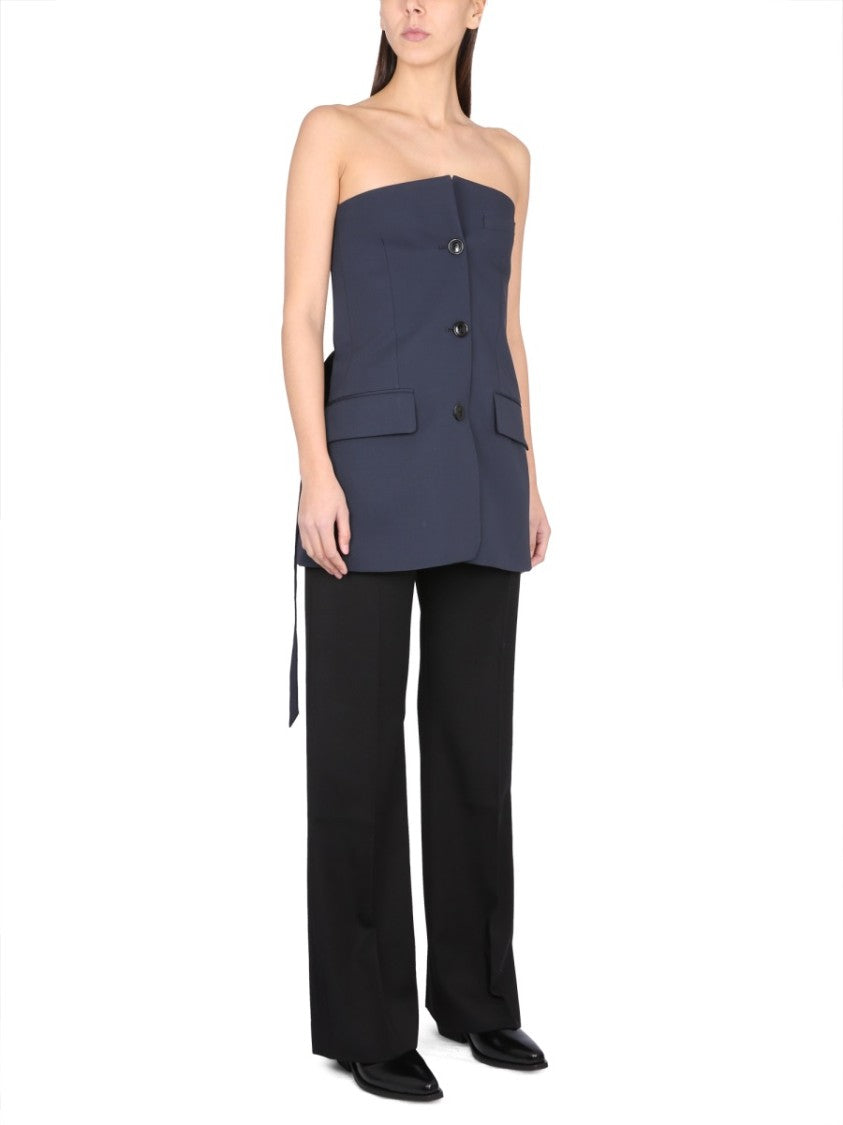 Tailored Strapless Top With Belted Waist
