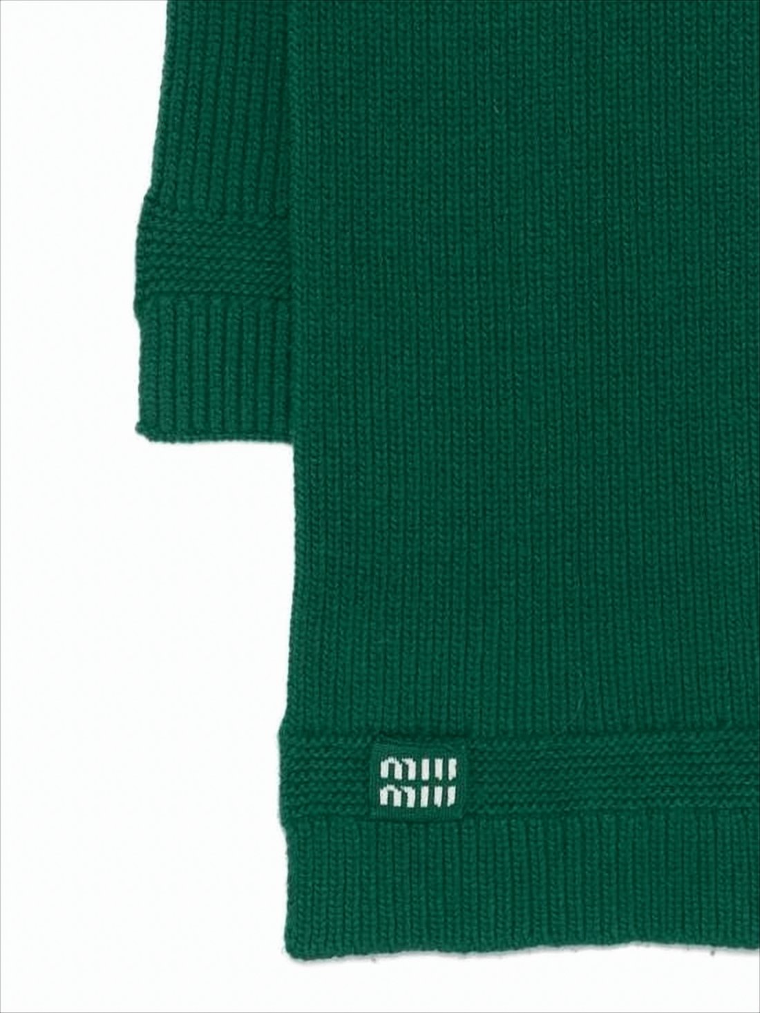 Ribbed Green Cashmere-Wool Miu Miu Scarf