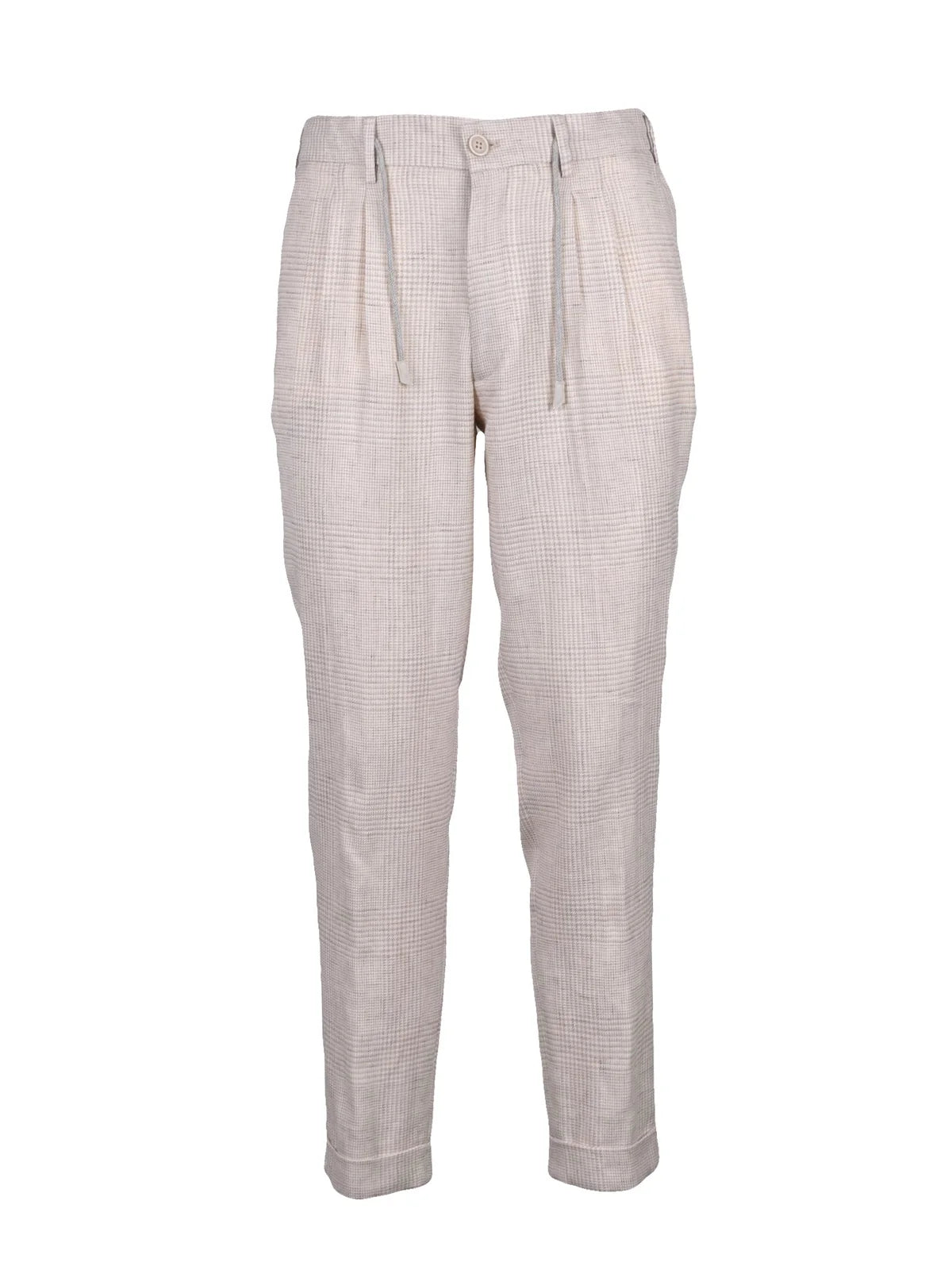 Beige Linen Wool Silk Jacket Trousers Set