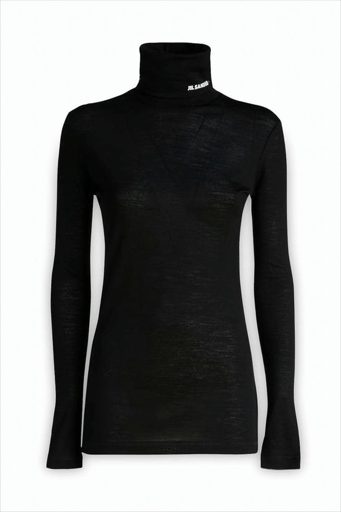 Fitted Black Turtleneck with Subtle Texture