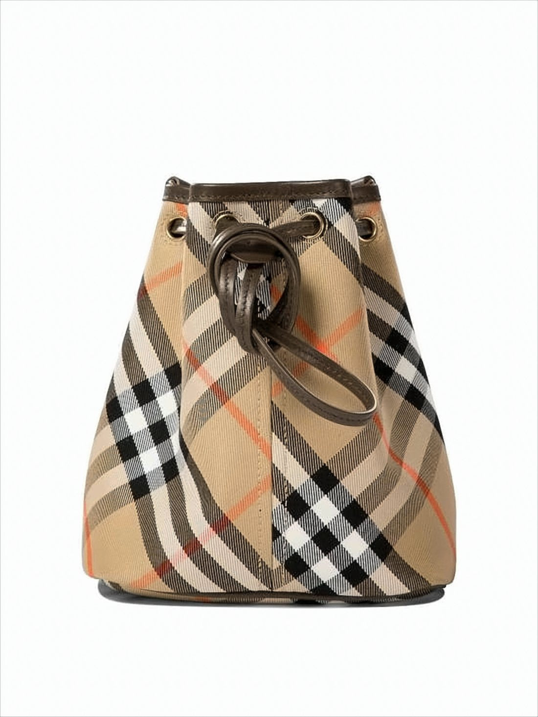 Check Pattern Structured Bucket Shoulder Bag