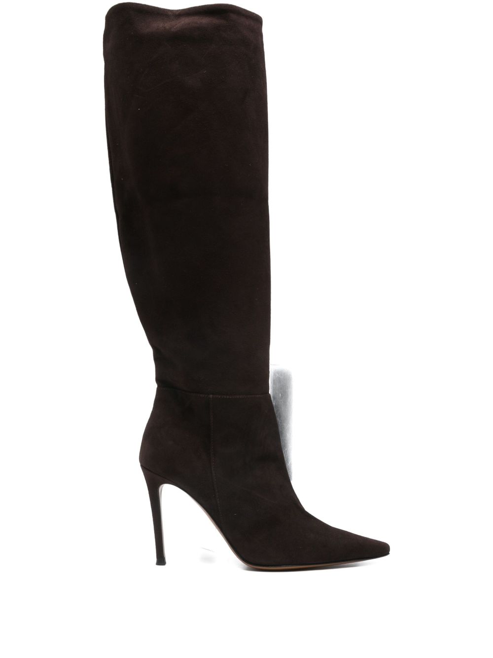 Brown Suede High-Heel Boots
