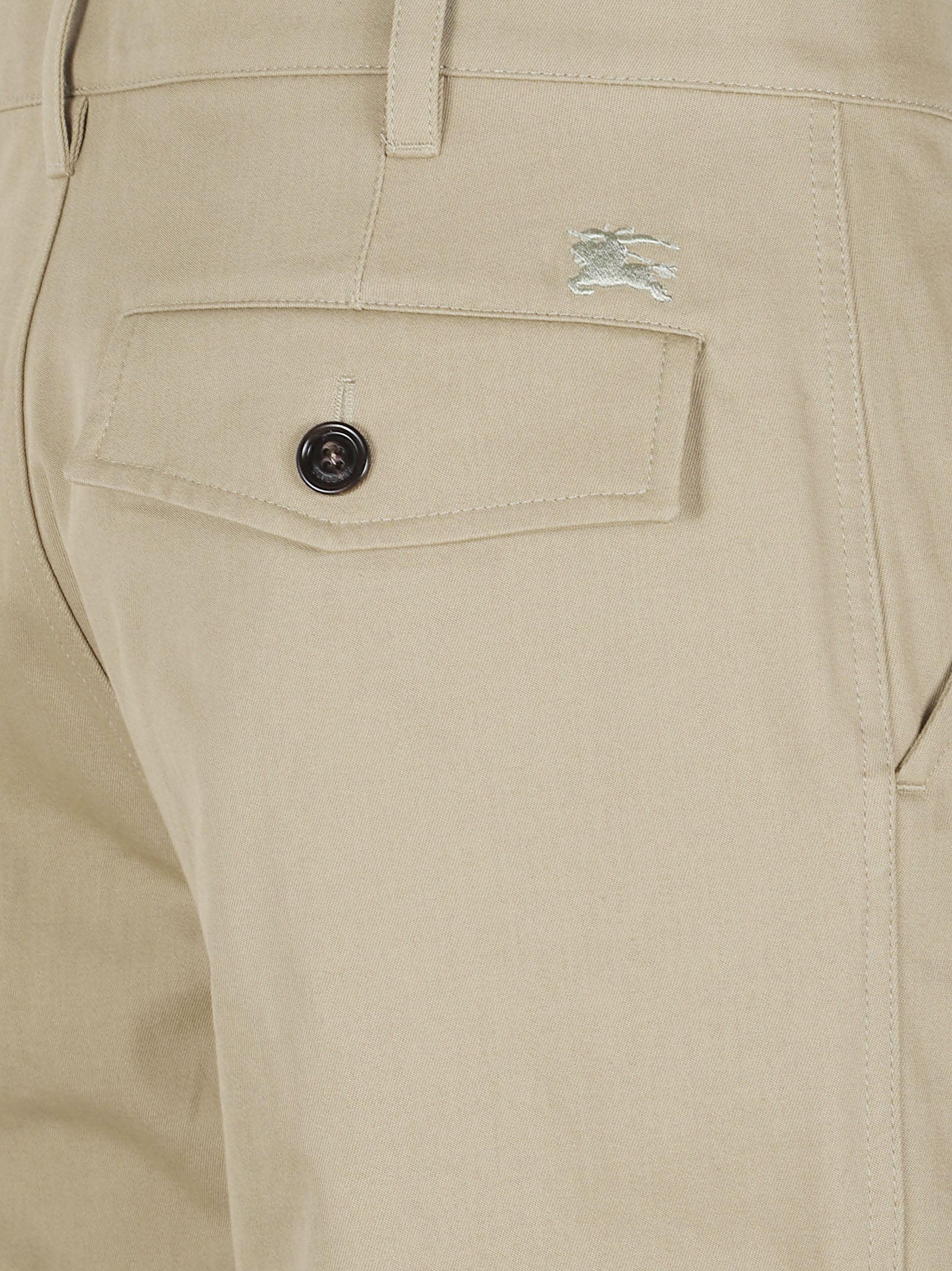 Straight-Leg Trousers with Button Closure and Embroidered Logo