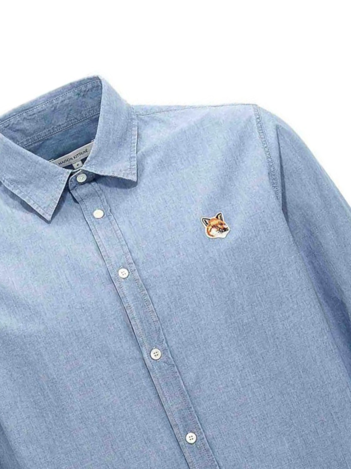 Long-Sleeve Button-Up Shirt With Classic Collar And Embroidered Detail