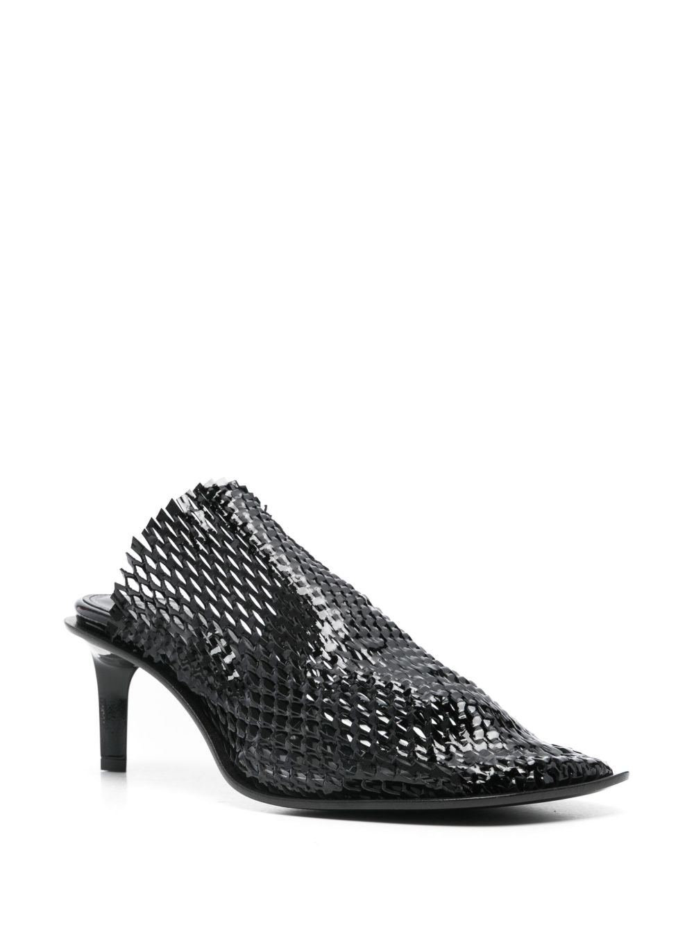 Low Sculpted Heel Black Sandals
