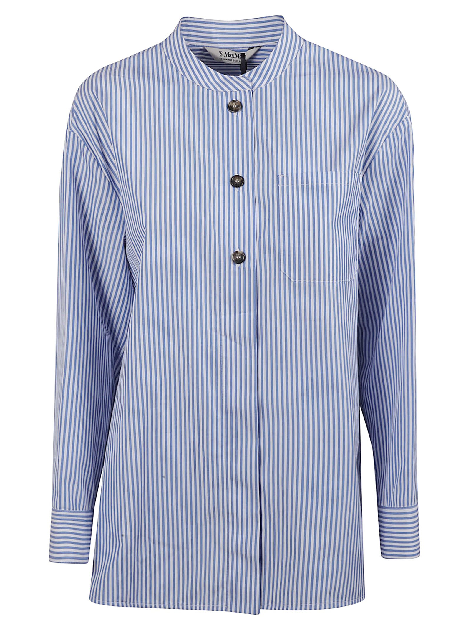 Classic Striped Shirt with Mandarin Collar