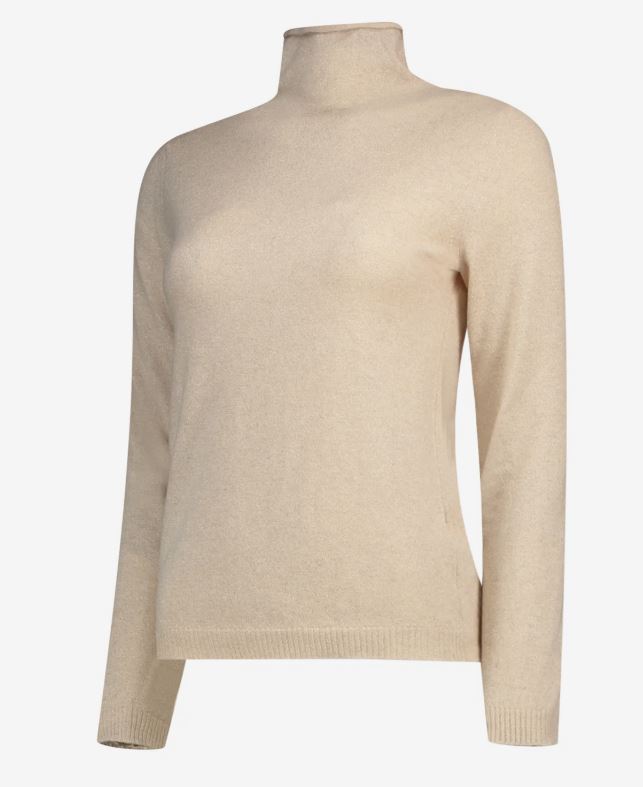 Ribbed Mock Neck Cashmere-Wool Sweater
