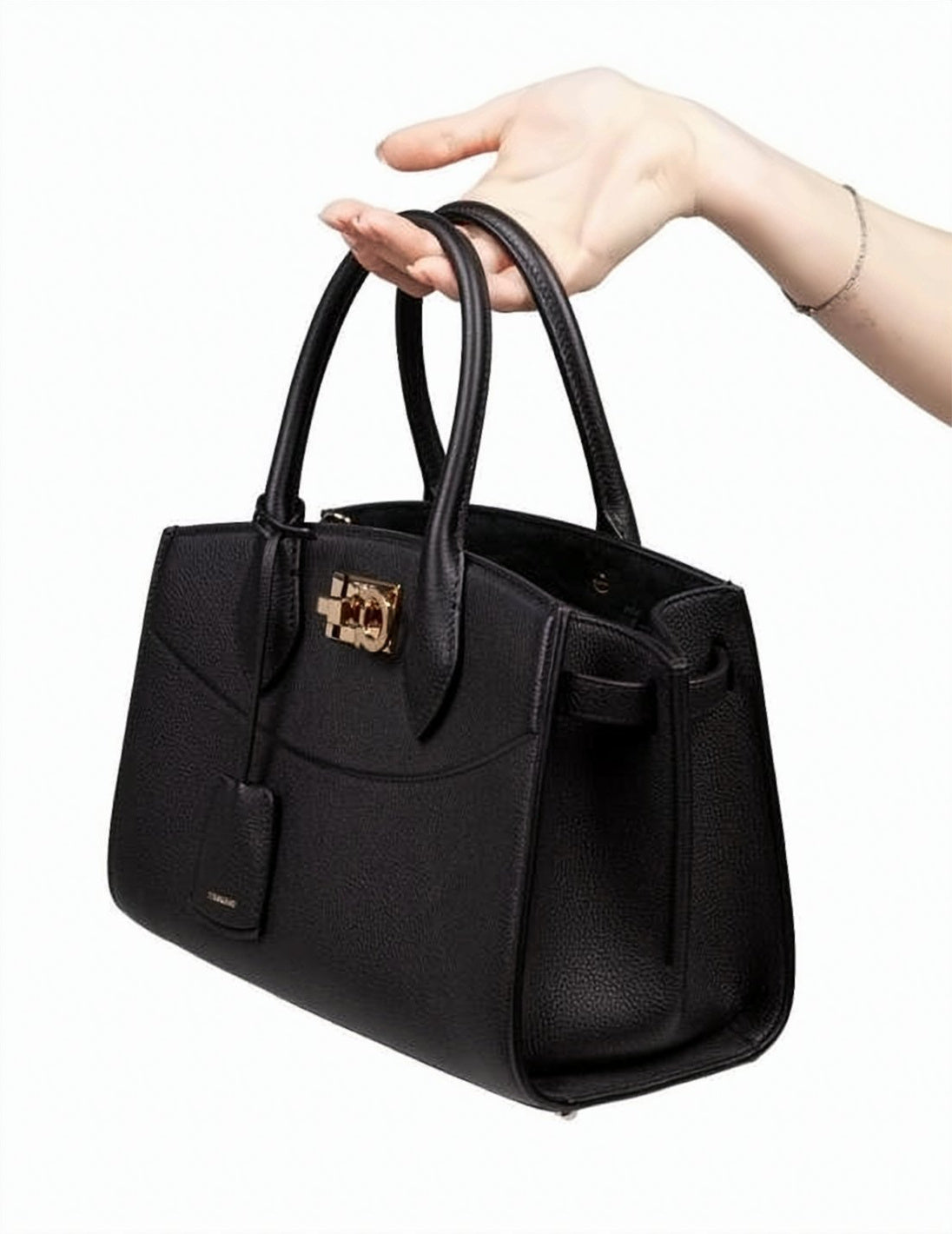 Textured Calf Leather Shoulder Bag