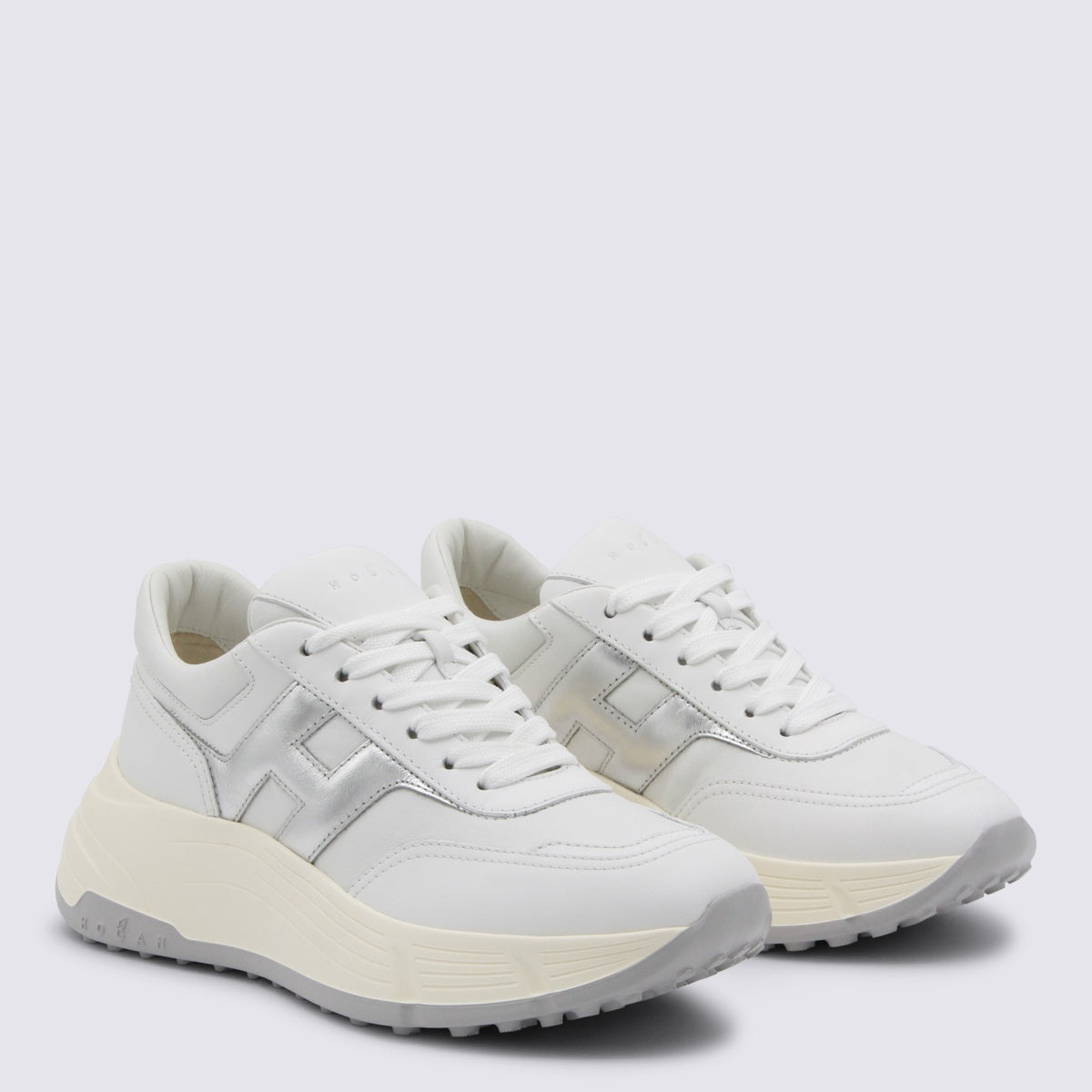 White And Silver Leather Sneakers