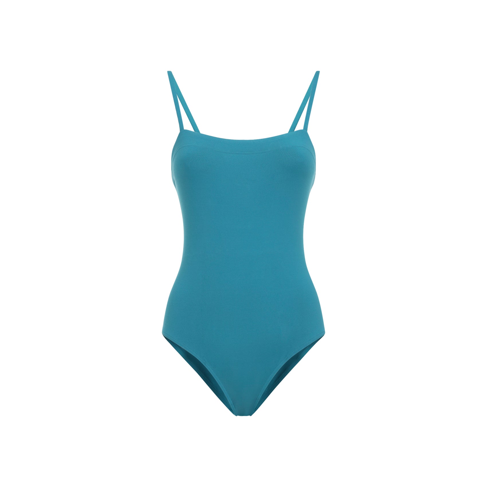 Peau Douce Fabric One-Piece Swimsuit with Straight Neckline
