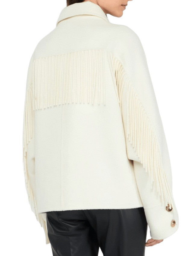Fringed Detail Short Jacket with Buttoned Cuffs