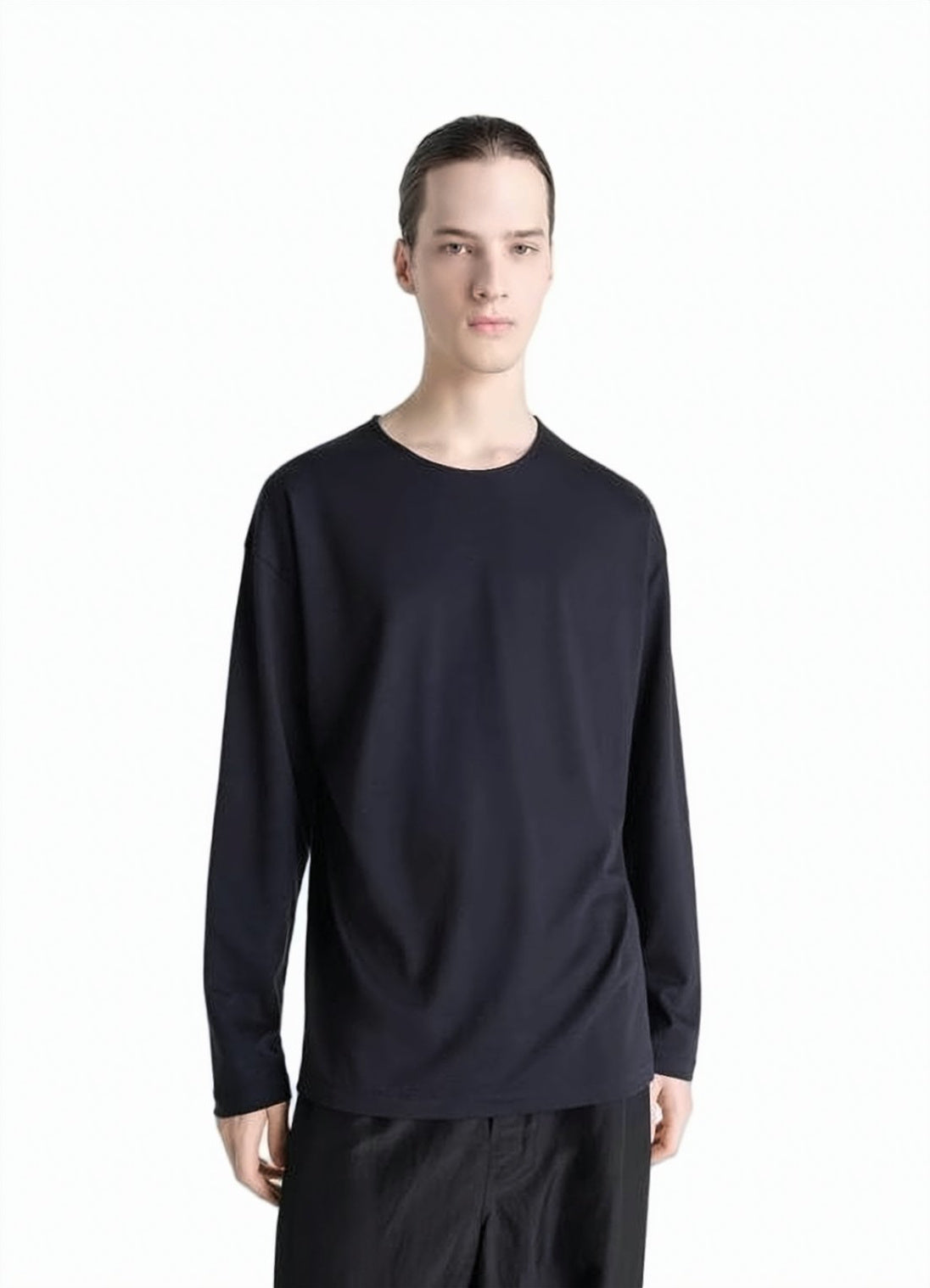 Long-Sleeve Cotton-Silk Blend T-Shirt With Minimalist Design