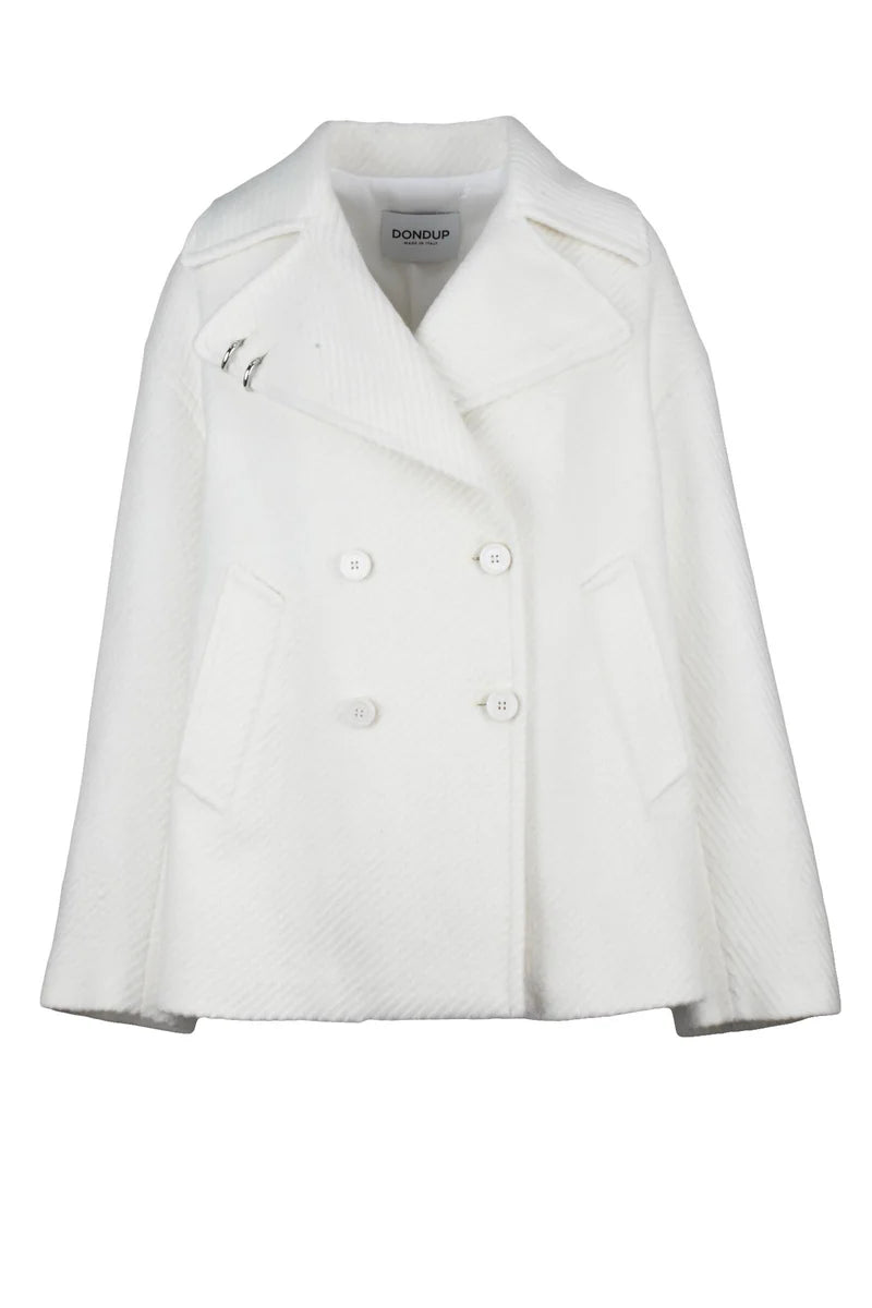 Double-Breasted White Coat with Classic Lapel