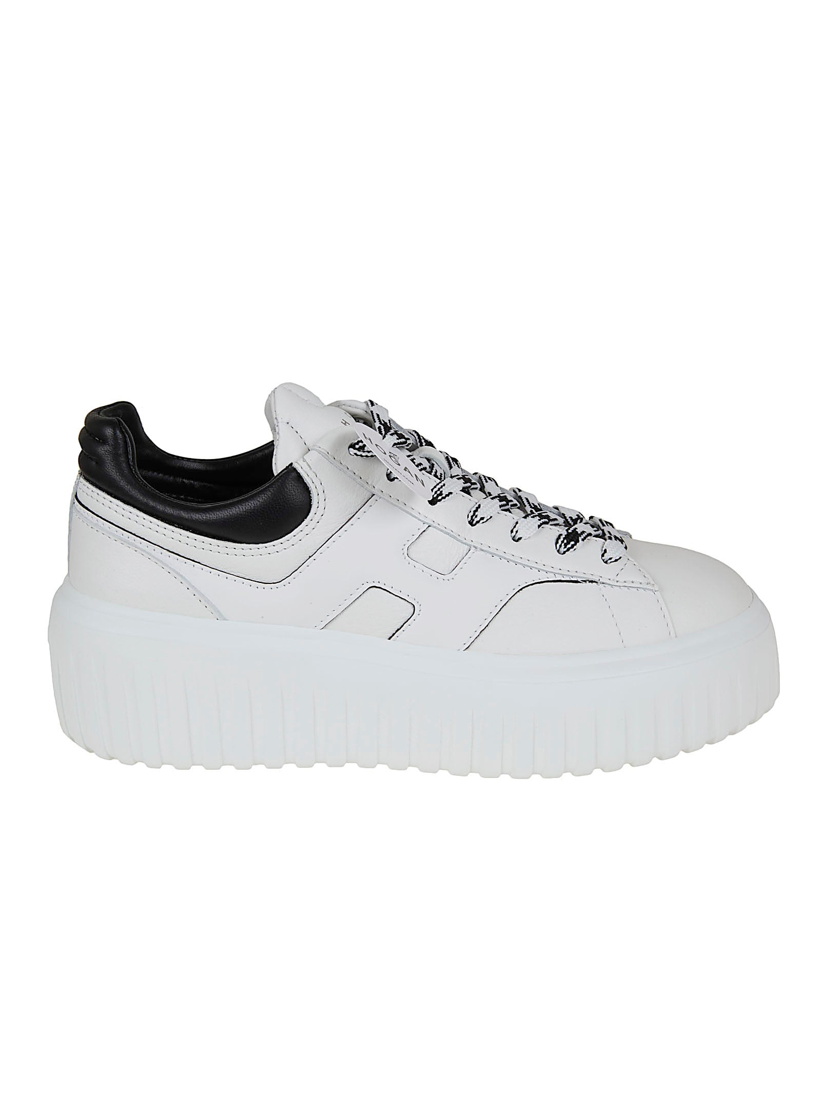 White Leather Sneakers with Ridged Sole
