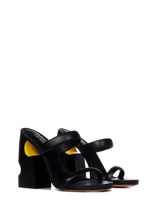 Sculptural Black Lambskin Sandals with Minimalist Straps