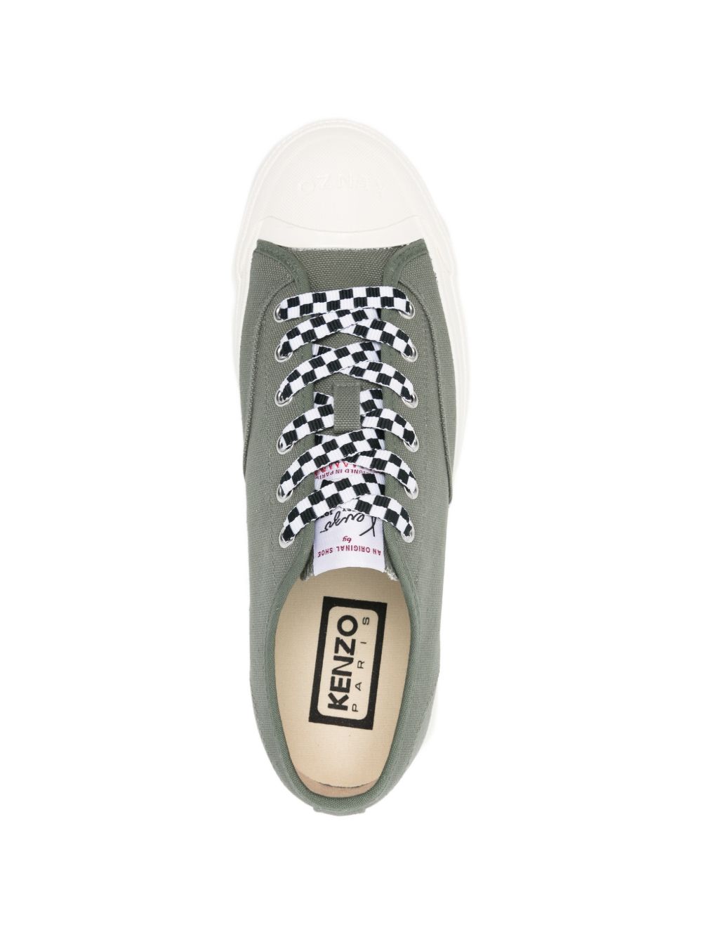 Muted Green Silk And Nylon Low-Top Sneakers