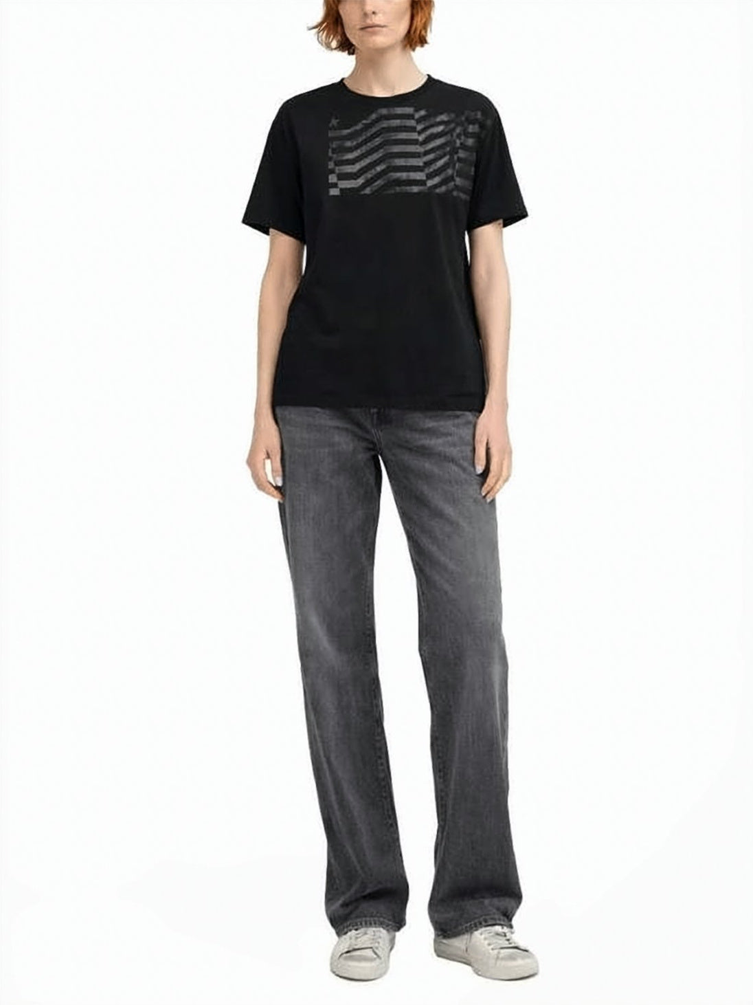 Short-Sleeve T-Shirt with Glossy Striped Pattern
