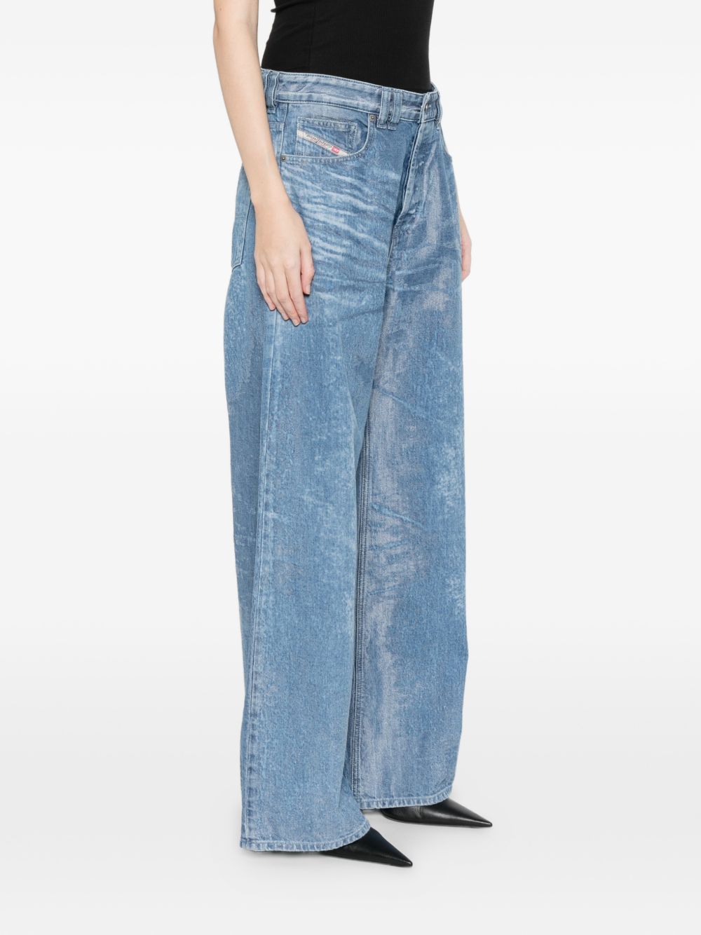 High-Waisted Wide-Leg Denim Pants