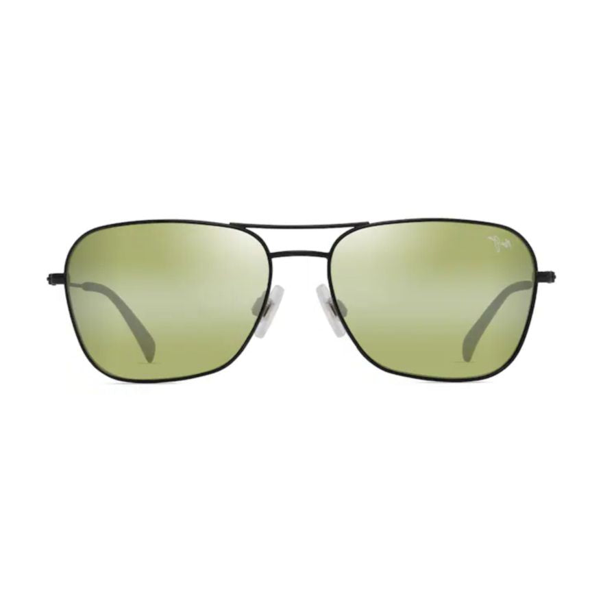 Naauao Double Bridge Metal Frame Sunglasses with Green-tinted Lenses