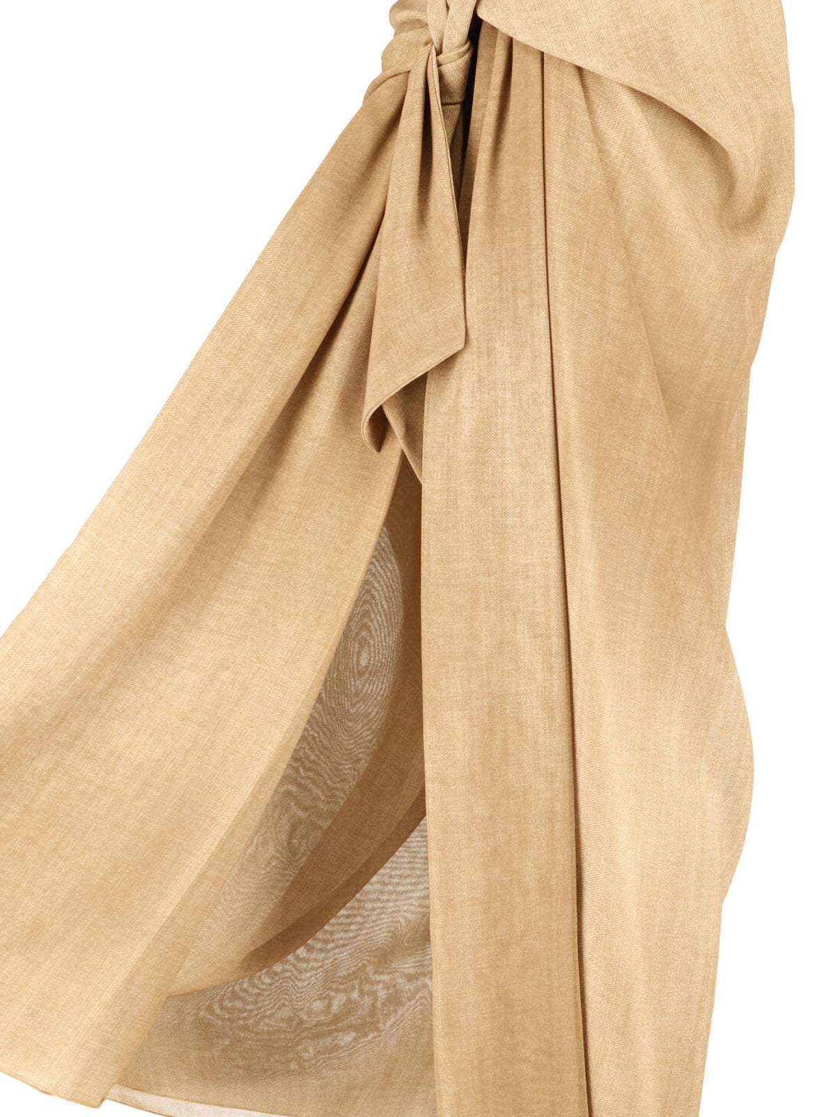 Black Draped Front Knot Midi Skirt