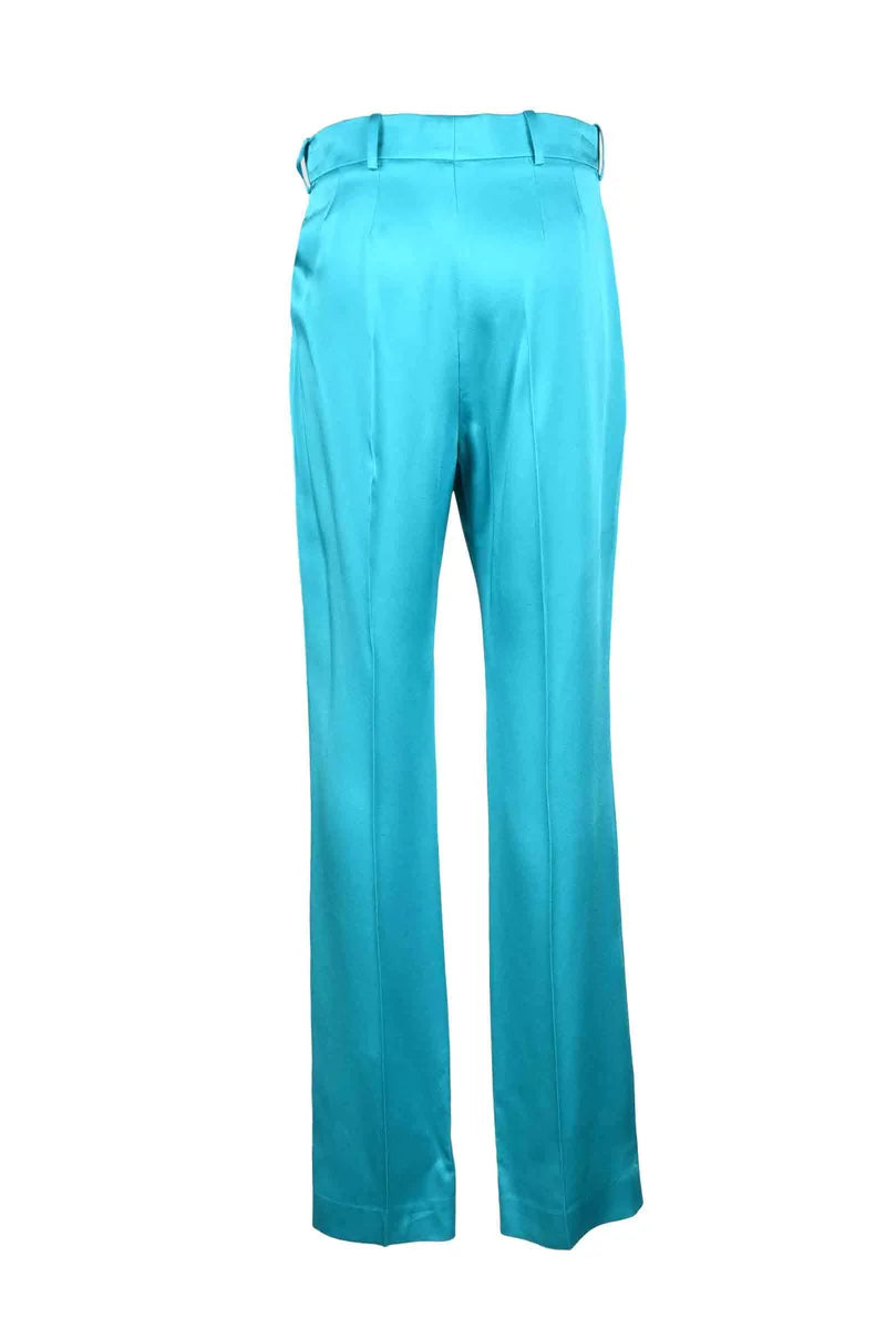Turquoise Trousers with Fluid Drape