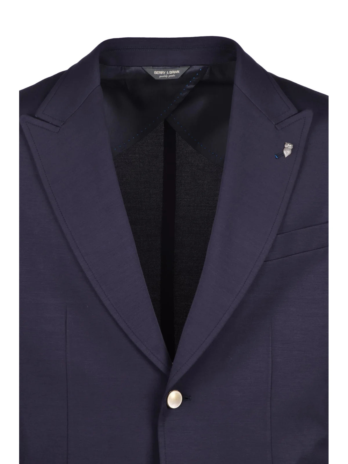 Blue Rounded Viscose Polyamide Elastane Blazer Jacket