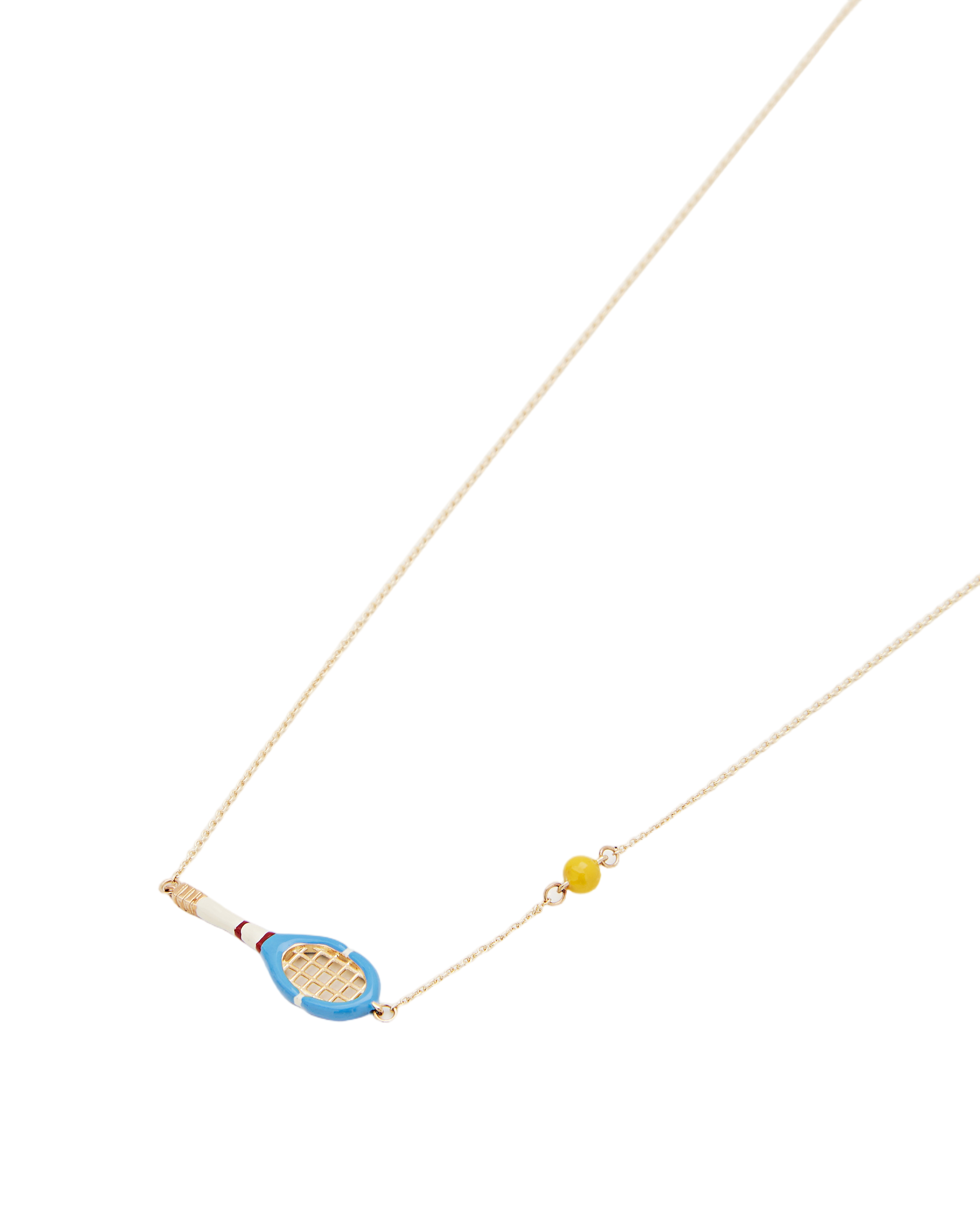 Light Blue Tennis Pelota 9K Gold Necklace