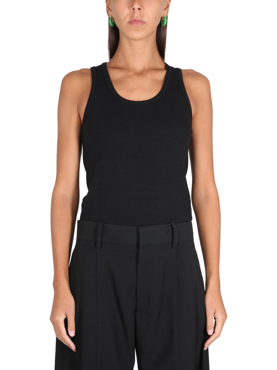 Ribbed Slim-Fit Top with Round Neckline