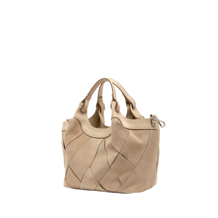 Geometric Suede Handbag with Leather Accents