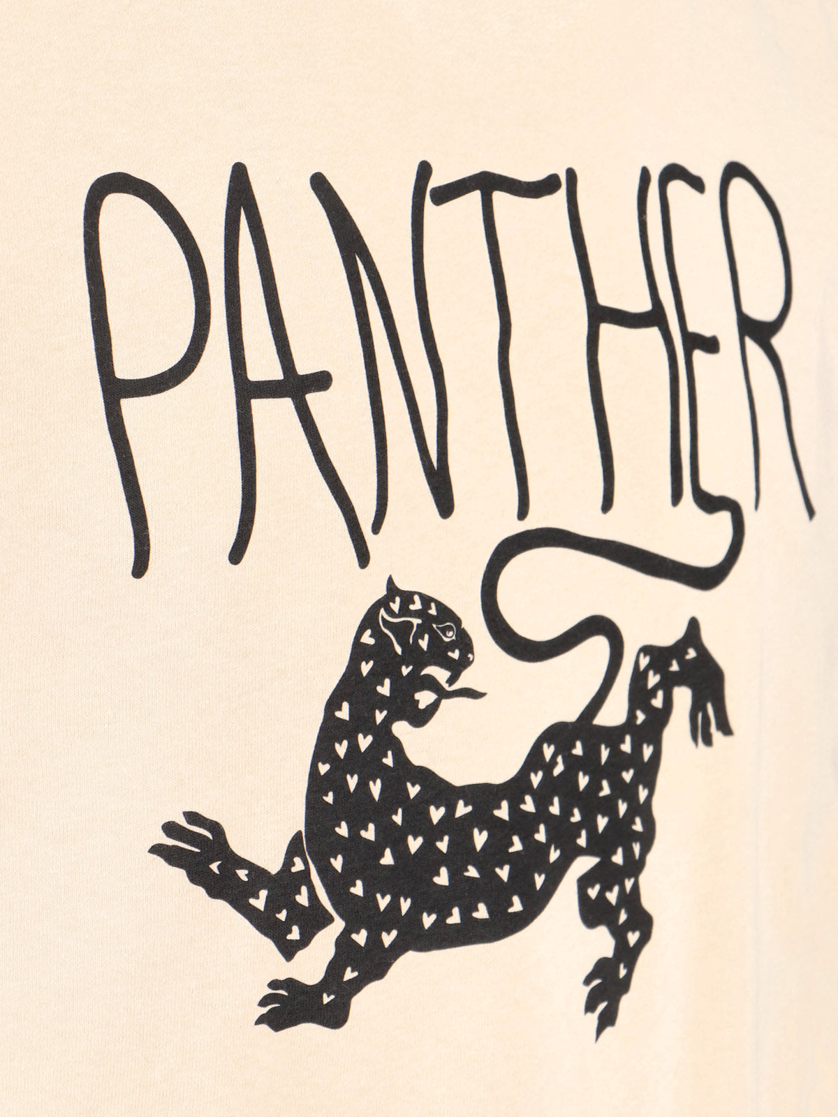 Cream Cotton T-Shirt with Panther Graphic
