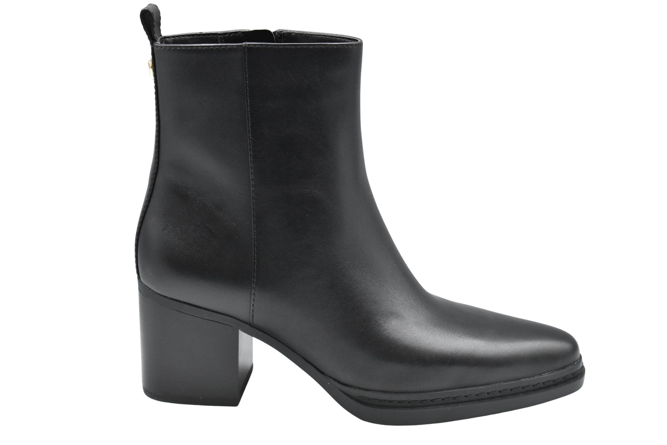 Smooth Black Leather Ankle Boots