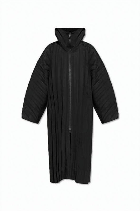 Padded Longline Jacket With Unique Pleated Design
