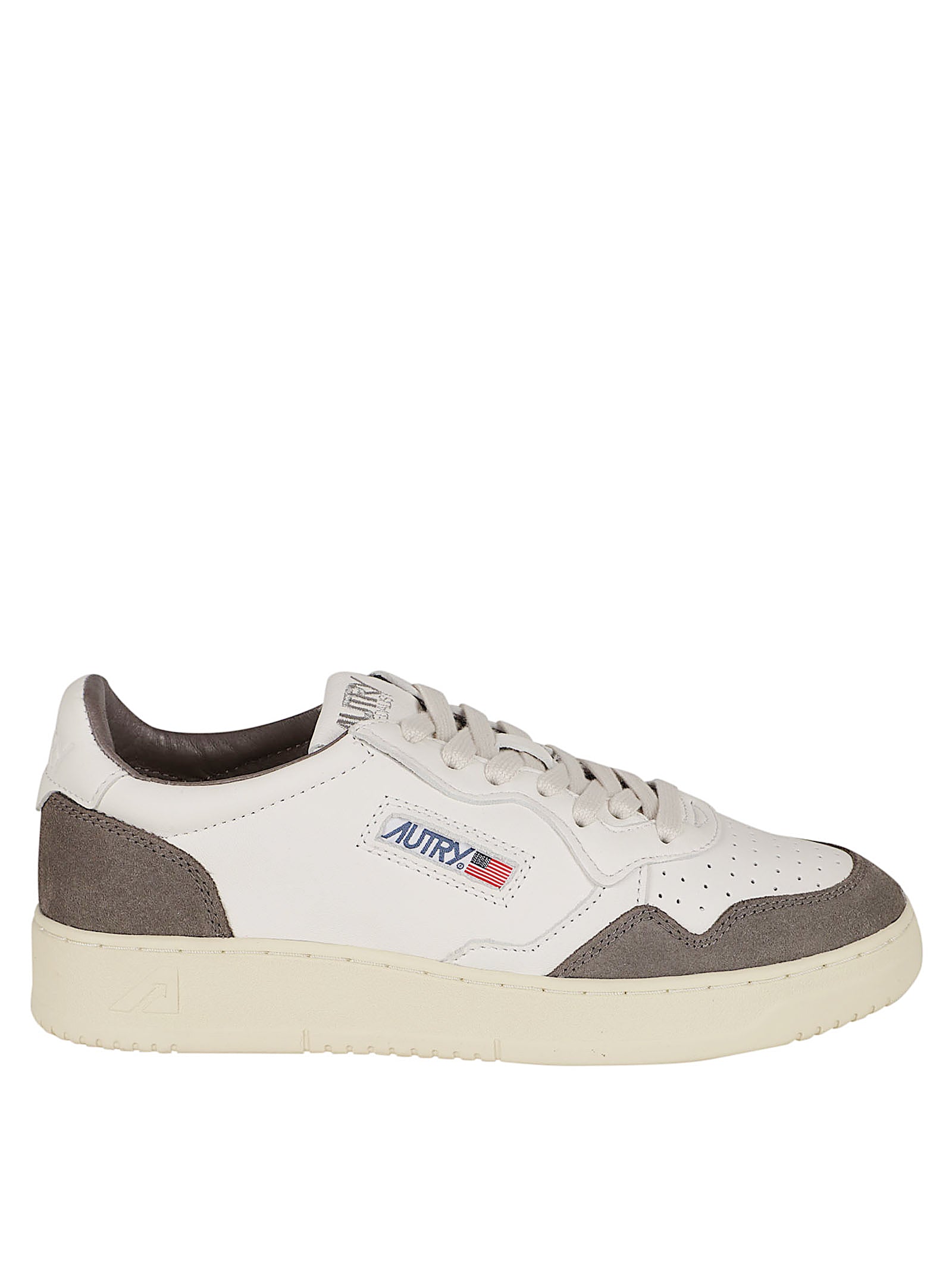 Low-Top Sneakers with Suede and Leather Upper and Contrasting Sole