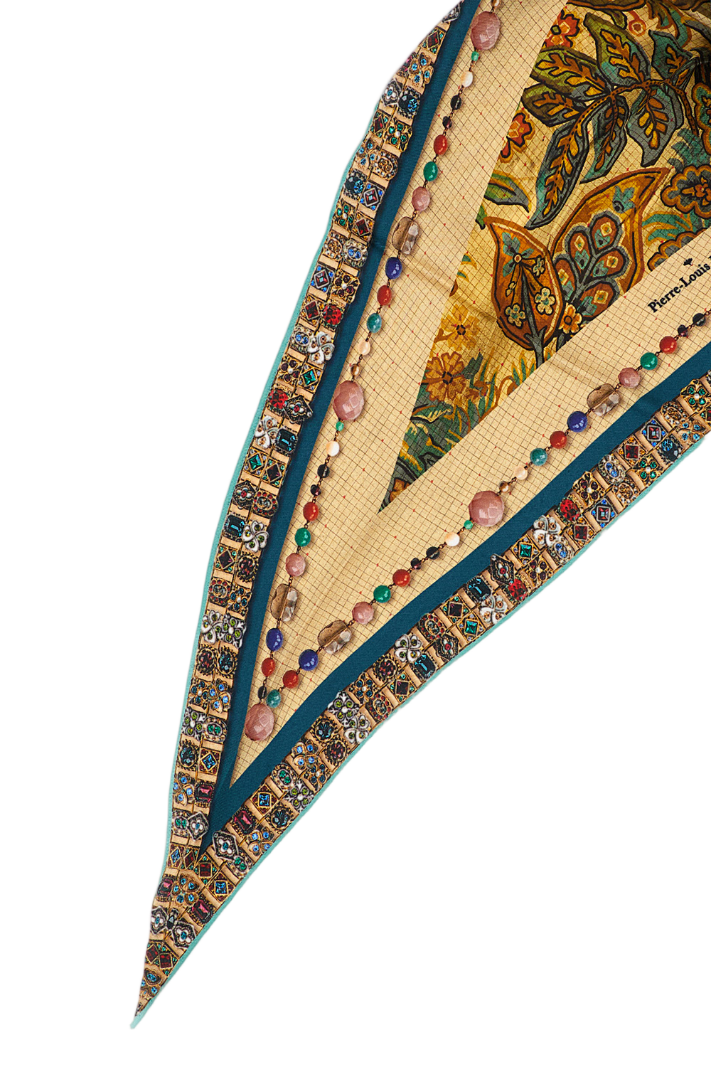 Diamond-Shaped Silk Scarf With Printed Design