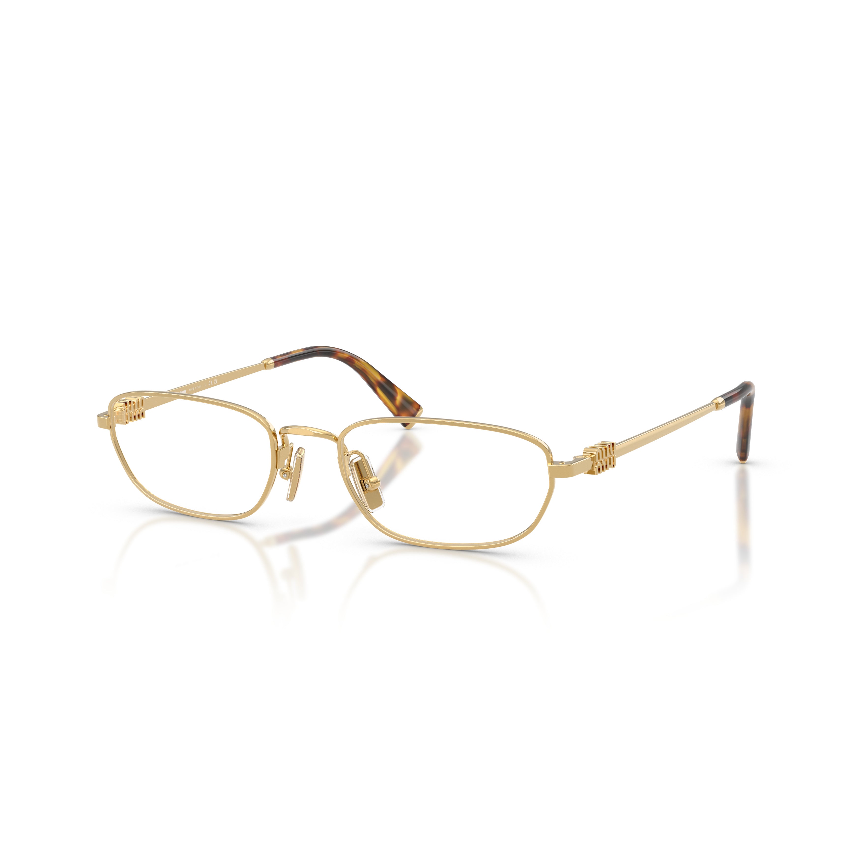 0mu 52zv Polished Gold Rectangular Metal Sunglasses