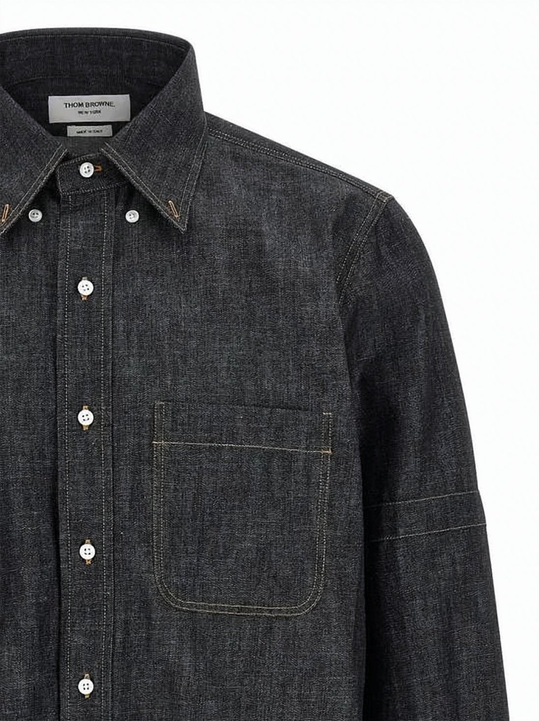 Denim Button-Down Shirt with Contrast Stitching