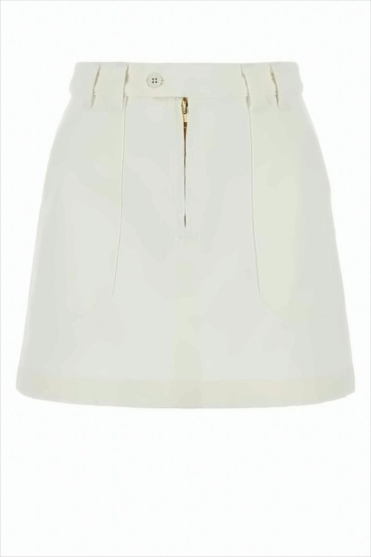 White Cotton Short Skirt
