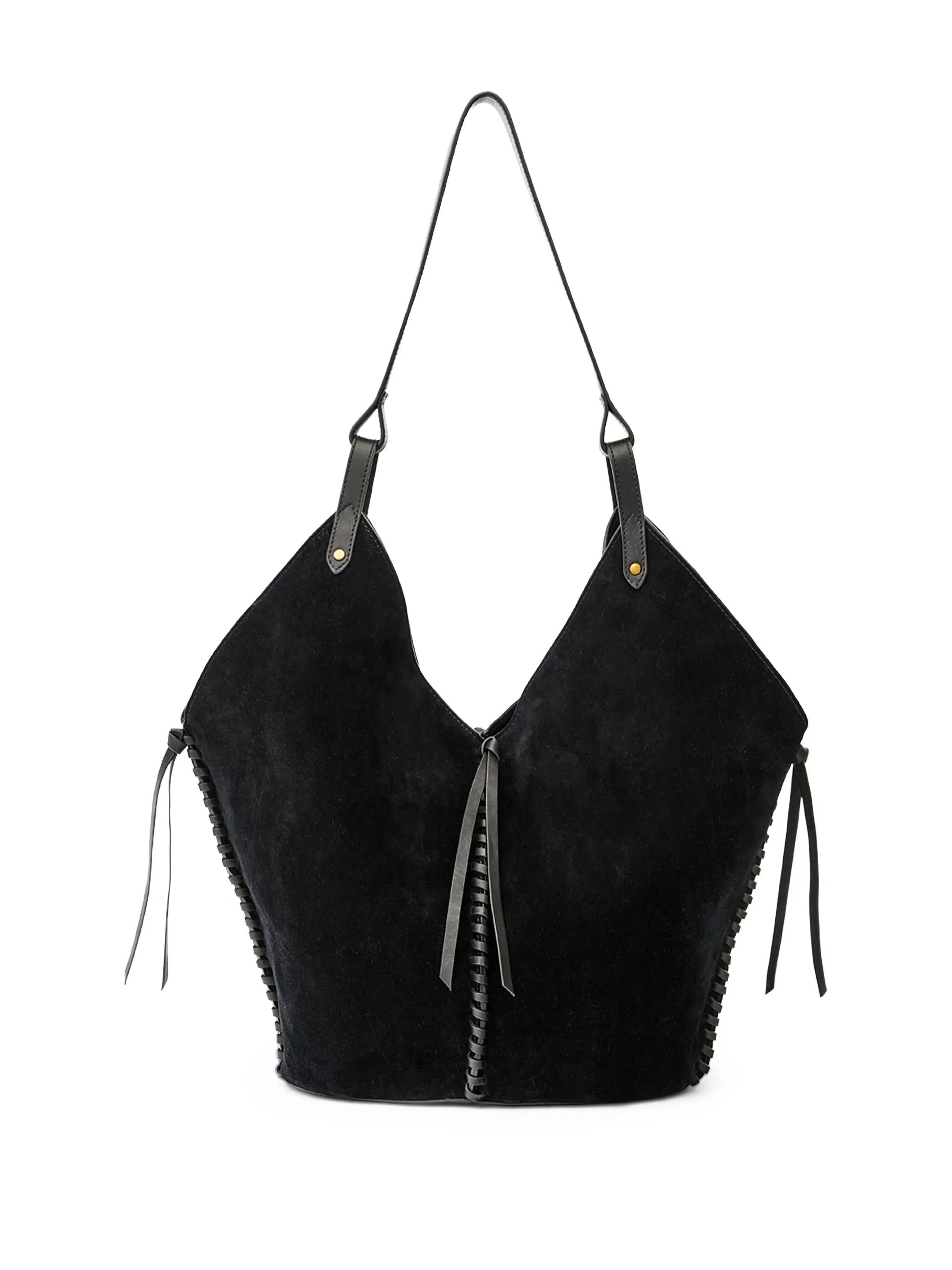 Black Tampa Calf Velvet Shoulder Bag